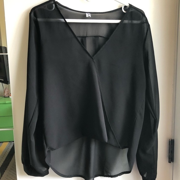 Black Sheer Long Sleeve Top - Picture 10 of 14